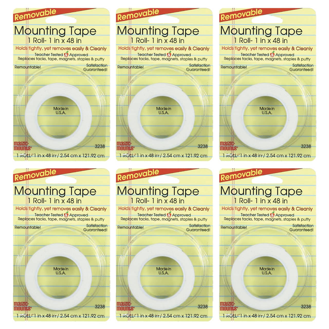 Magic Mounts® 1" x 48" Removable Mounting Tape Rolls, 6ct.